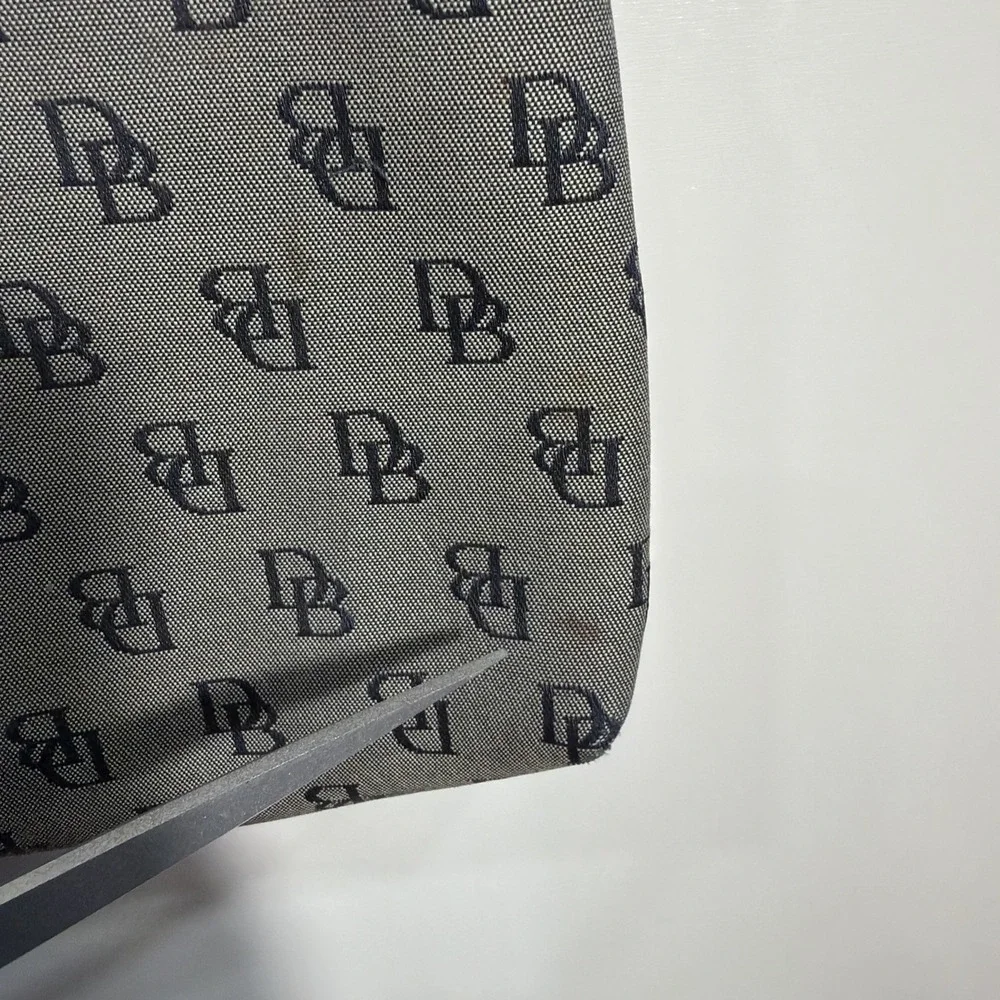 Dooney Bourke Gray Bag With Navy Blue Logos  Zipper Signature Hobo‎  Handbag